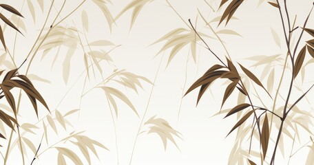 A subtle illustration featuring bamboo leaves in soft tones, creating a serene and calming atmosphere.