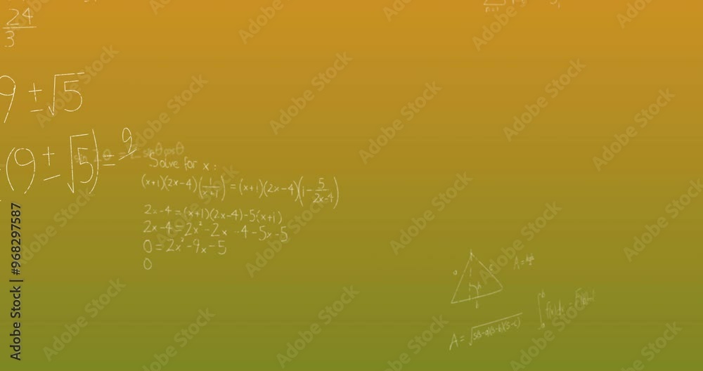 Wall mural Animation of mathematical equations over green background