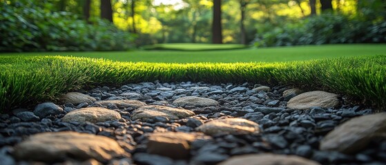 Naklejka premium A Path of Stones Through Lush Green Grass