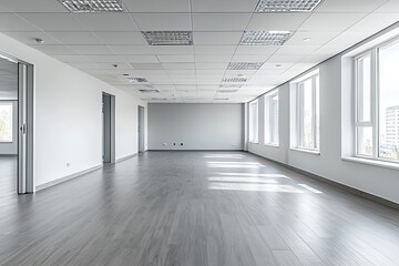 ,Modern office space designed with minimalist aesthetics and simplicity,