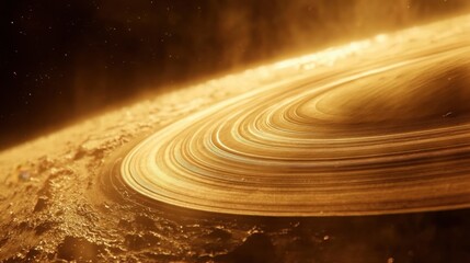 Fototapeta premium A close-up of Saturn's F-ring, with its twisted and braided structure on full display.