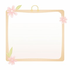 Obraz premium A charming blank frame with delicate pink flowers and green leaves, perfect for adding your personal touch or special message.