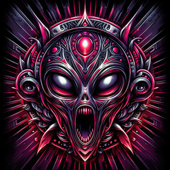 Naklejka premium Alien creature logo with 3d illustration style