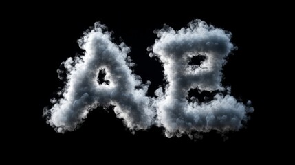 cloud letters ae on black background, creative