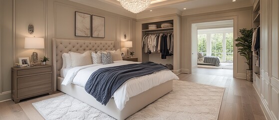 Luxurious Master Bedroom with Walk-in Closet and Sunroom Access