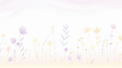 A delicate illustration of pastel flowers in a whimsical landscape, perfect for floral-themed designs and soft backgrounds.