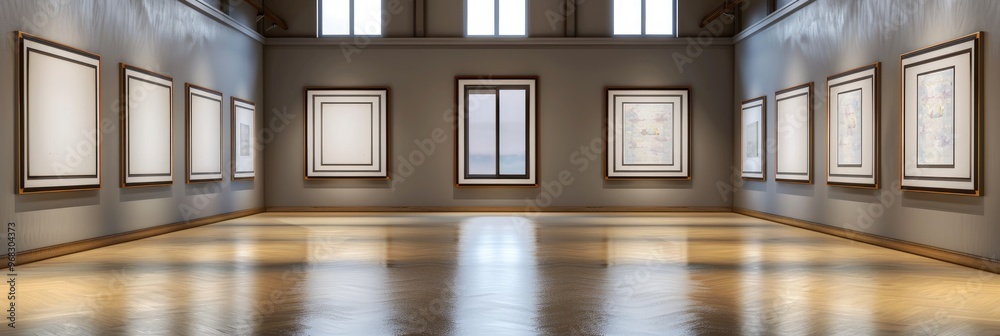 Poster empty frames displayed in an art gallery