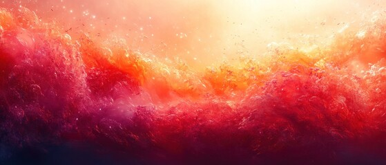 Fototapeta premium Abstract Crimson and Orange Waves with Sparkling Particles