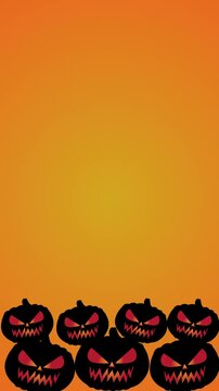 halloween pumpkin animation with illuminated eyes on colored background, halloween background, vertical video