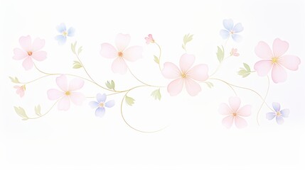 Delicate floral design featuring soft pink and blue flowers on a light background, perfect for spring-themed projects.