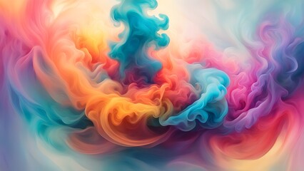 Fototapeta premium A vibrant abstract background with swirling colors of blue, orange, pink, and yellow.
