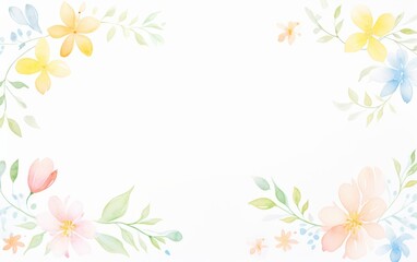 Naklejka premium A beautiful watercolor floral border with soft pastel colors, perfect for invitations, greeting cards, and print design.