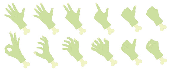 Zombie hand vector design pack with various gestures