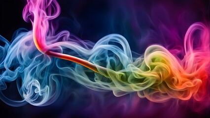 Abstract colorful smoke swirls on a dark background.