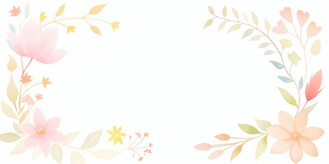 A delicate floral border design featuring soft hues, perfect for invitations or greeting cards, adding a touch of elegance.