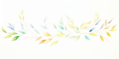 A delicate, colorful watercolor leaf pattern on a soft white background, perfect for nature-themed designs and artistic projects.