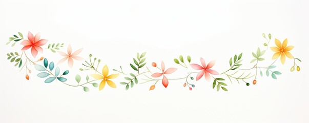 A delicate watercolor floral arrangement featuring colorful flowers and green leaves, perfect for home decor or invitations.