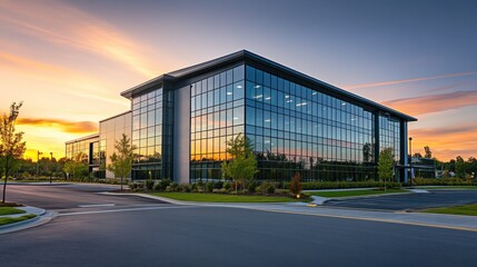 Obraz premium Modern Office Building at Sunset
