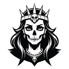 Fototapeta premium Skeleton queen or witch silhouette illustration