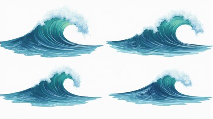 Fototapeta premium Detailed Illustration of Ocean Waves - Artistic Sea Water Dynamics