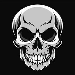 Fototapeta premium Vector clipart of black and white skull illustration