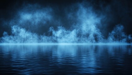 Mystical Blue Fog Reflecting on Calm Water