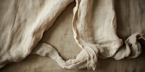 Soft white fabric on beige background