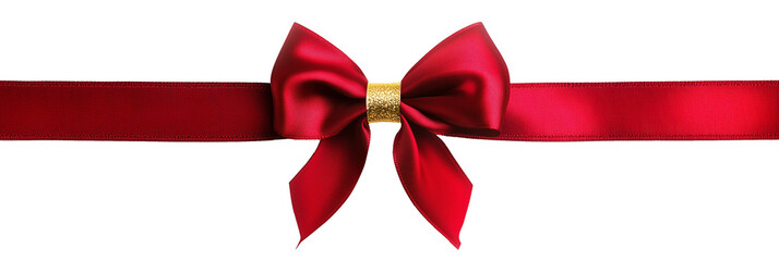 Red Satin Ribbon with Gold Bow, Gift Decoration