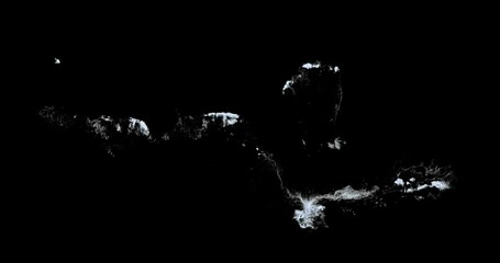 seafoam texture isolated on black with alpha, seamless loop of a sea white foam for compositing of rolling waves