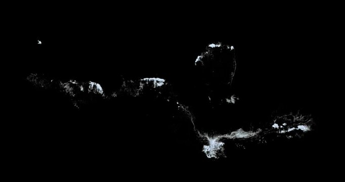 seafoam texture isolated on black with alpha, seamless loop of a sea white foam for compositing of rolling waves