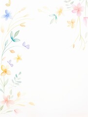 A soft, delicate floral border design featuring pastel colors, perfect for invitations, cards, or any creative project.