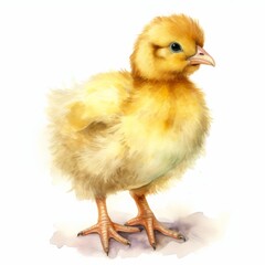 Fototapeta premium Watercolor Illustration of a Cute Baby Chick - Adorable Farm Animal Art for Children's Books and Educational Materials