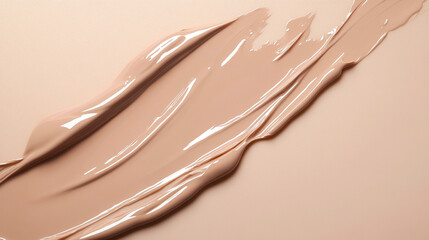 liquid foundation makeup cream, showcasing smooth, creamy texture in warm tones. Ideal for beauty and cosmetic themes, emphasizing flawless skin, luxury, and makeup application