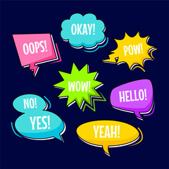 Collection of multicolored comic sound Effects