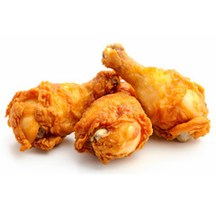 Close up Fresh fried chicken on white background.