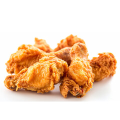 Close up Fresh fried chicken on white background.