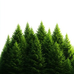 Lush green coniferous trees forming a dense forest, ideal for nature-themed projects, eco-friendly designs, and outdoor adventures.