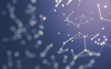 Fototapeta premium Abstract background. Molecules technology with polygonal shapes, connecting dots and lines. Connection structure. Big data visualization.