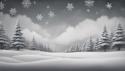 Fototapeta premium 冬 雪 景色 モノクローム 静けさ 寒さ 自然 松の木 積雪 雪片 季節 美しい 平和 落ち着き 黒と白 寂しさ クリスマス 冷たい 休息 夜明け