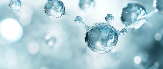 Abstract Water Droplet Molecule Structure with Blurred Background