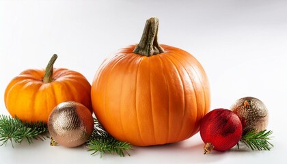pumpkin chirstmas white background