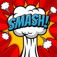 Smash comic text with boom explosion illustration
