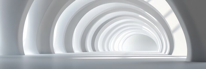 Fototapeta premium A white, modern, minimalist corridor of arches