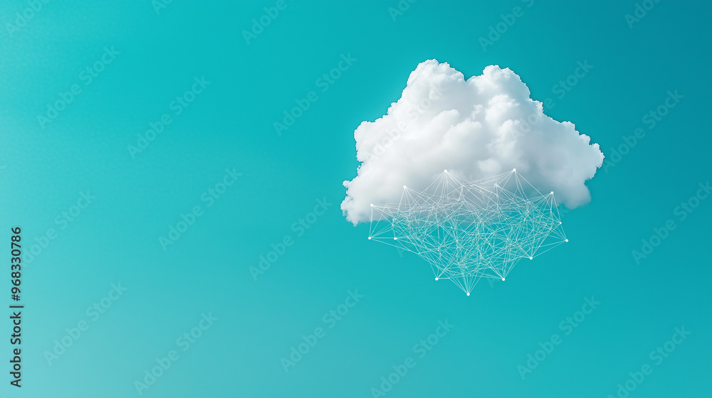 Aufkleber Cloud computing and global network connections in the sky