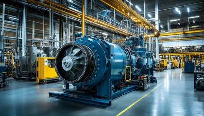 Fototapeta premium Industrial machinery photo of a large generator in a manufacturing facility showcasing innovation