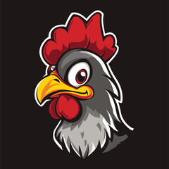 rooster head illustration for logo or sports team mascot