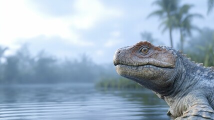 Fototapeta premium Armored reptiles thrived alongside a variety of other species, creating a rich and complex ecosystem during the prehistoric era.