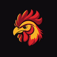 rooster head illustration for logo or sports team mascot