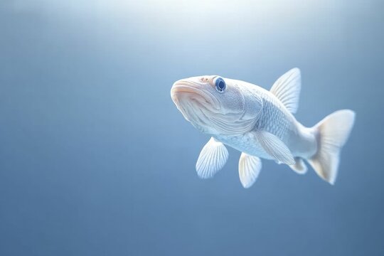 Coelacanth, an ancient fish, glides gracefully through pristine, deep waters, a living relic of a time long past.