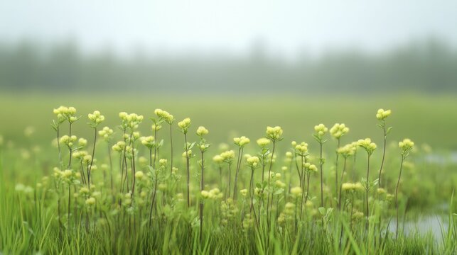 Cooksonia, the Earliest Land Plant, Flourishing in a Primitive Wetland Scene